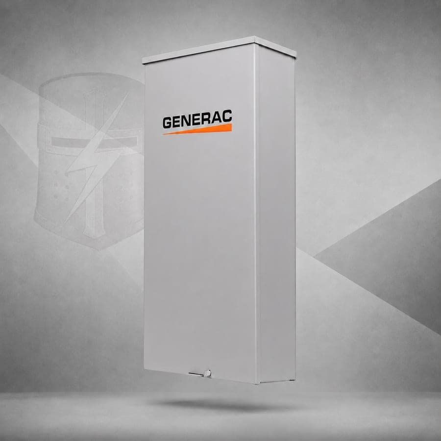 A Generac automatic transfer switch, shown in a manufacturer product render.