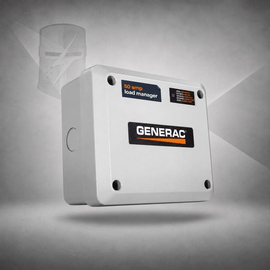 A Generac smart management module, the device that rotates large loads so a smaller generator can carry them, shown in a manufacturer product render.